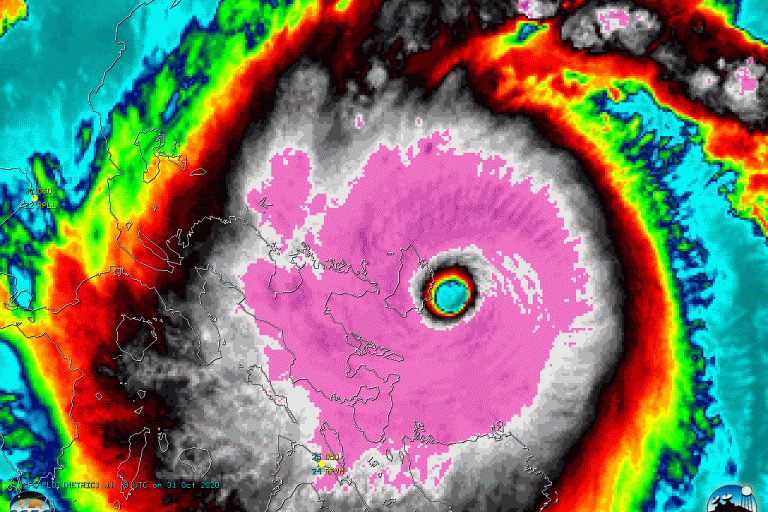 Super Typhoon Goni in the West Pacific Ocean. Image JMA Himawari-8/CIMSS