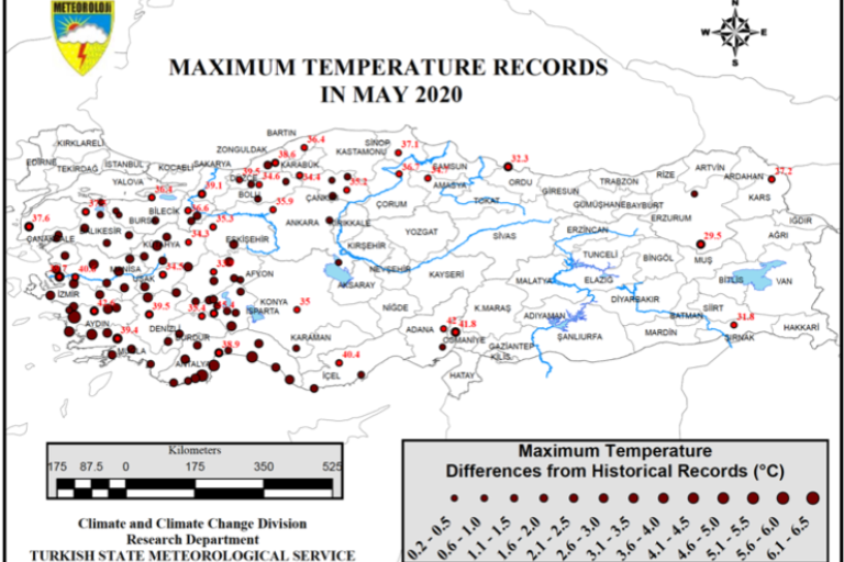 Turkey Maximum temperature records for May 2020