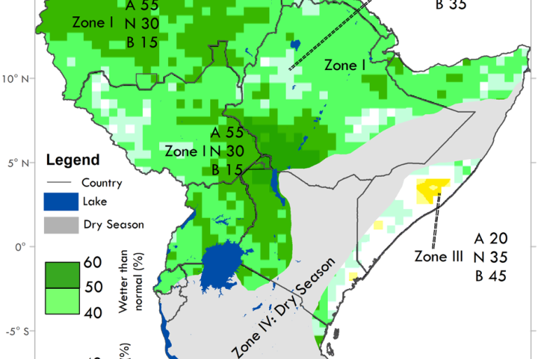 Above average rainfall in Eastern Africa July-Sept 2020