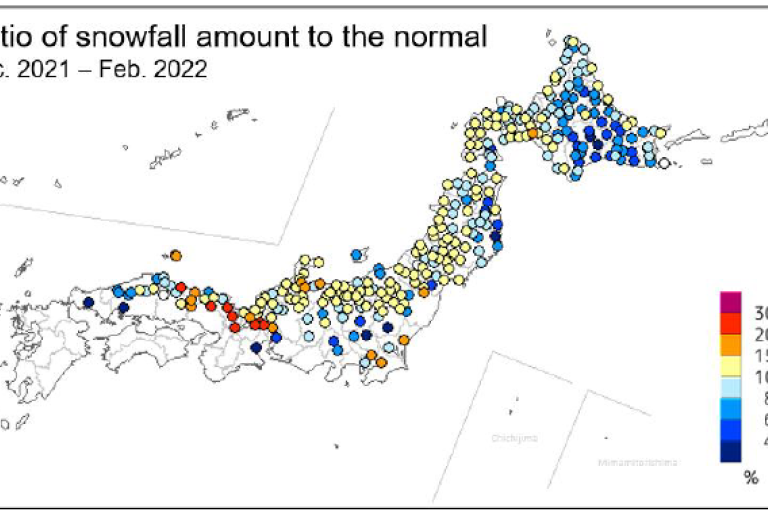 Japan climate conditions in winter 2021/22