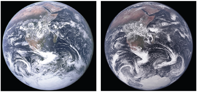 Earth from Apollo 17 vs ICON simulation