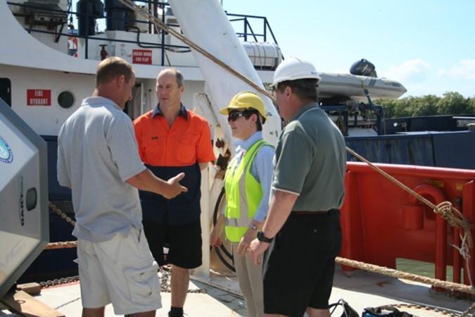 Sue Barrell aboard ship, Townsville 2010, BOM