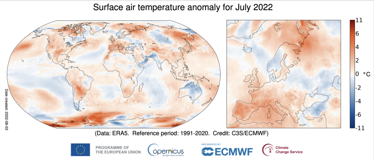 Globe has one of 3 warmest Julys on record